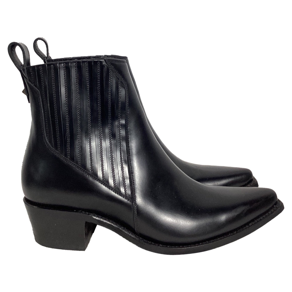 Valentino Garavani Ranch Ankle Cowboy Boots in Black Calf Leather