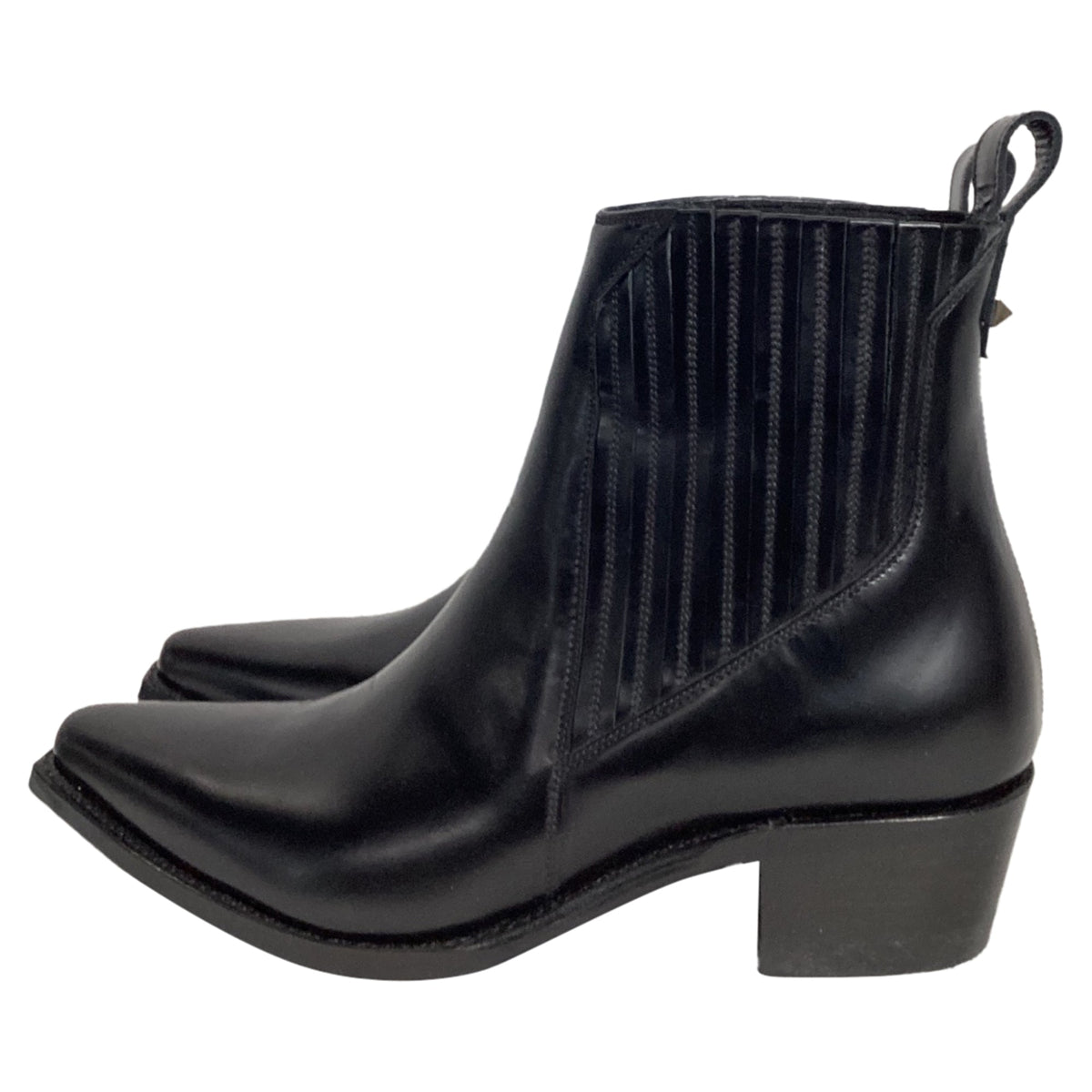 Valentino Garavani Ranch Ankle Cowboy Boots in Black Calf Leather
