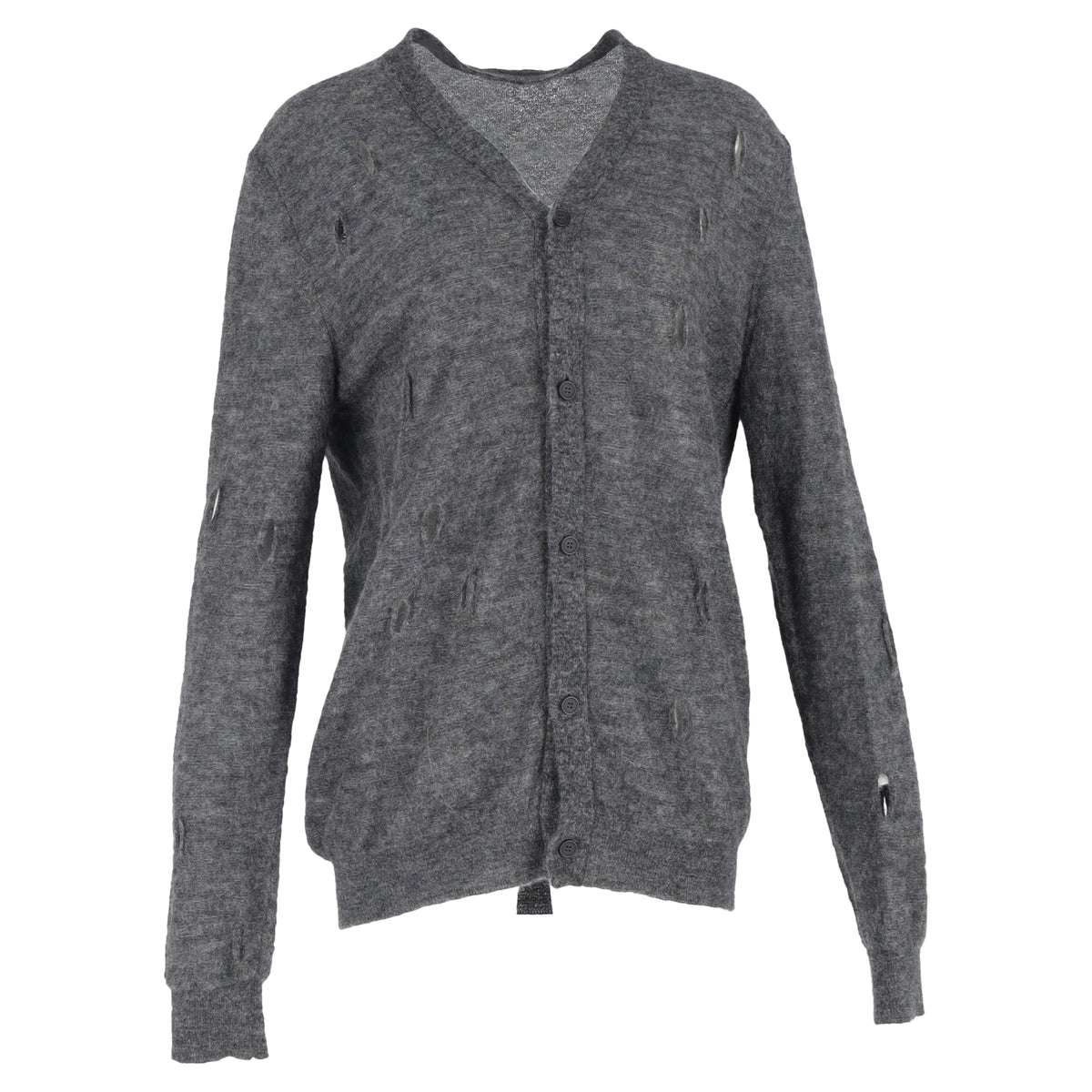 Bottega Veneta Distressed Cardigan in Grey Wool