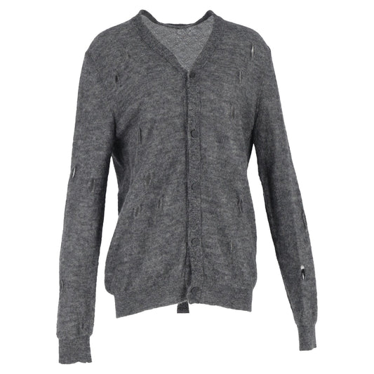 Bottega Veneta Distressed Cardigan in Grey Wool