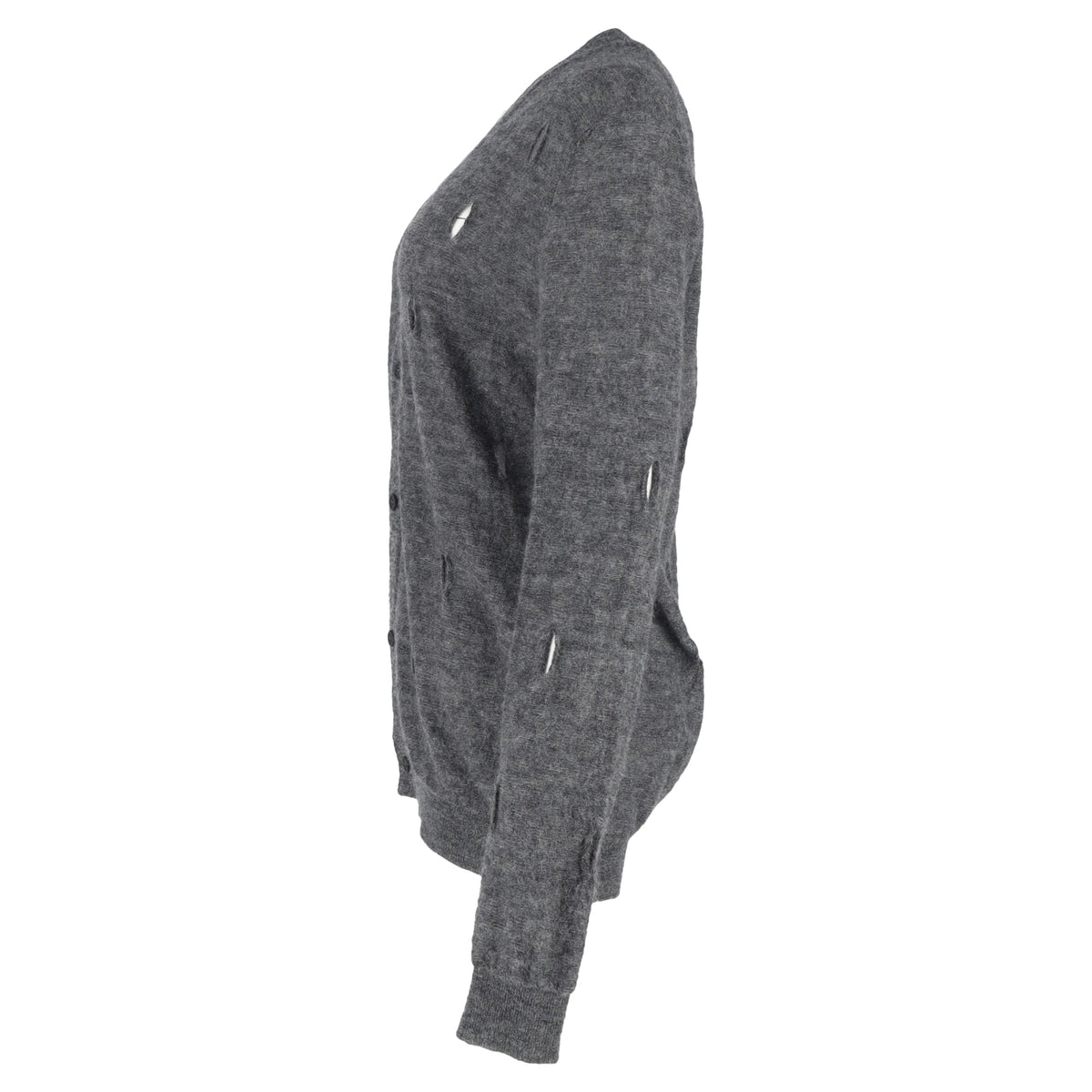 Bottega Veneta Distressed Cardigan in Grey Wool
