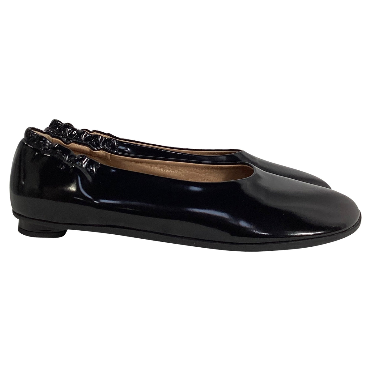 Bottega Veneta Atomic Polished Ballerina Flats in Black Lamb Leather