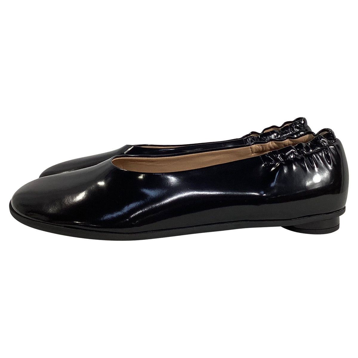 Bottega Veneta Atomic Polished Ballerina Flats in Black Lamb Leather