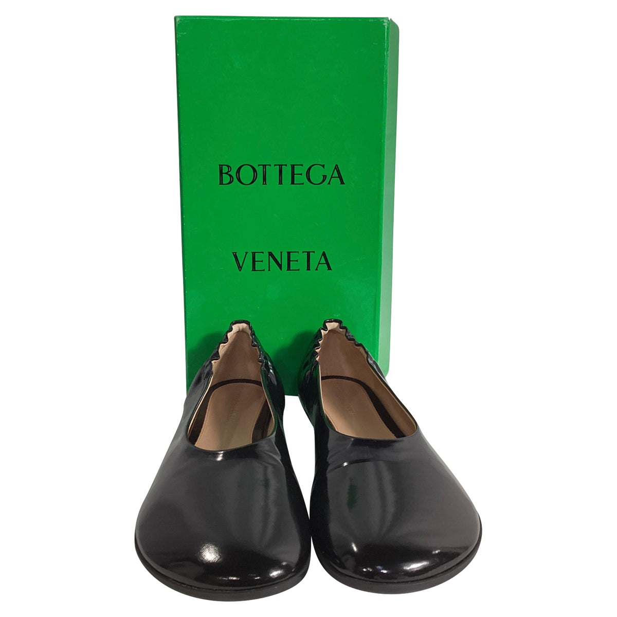 Bottega Veneta Atomic Polished Ballerina Flats in Black Lamb Leather