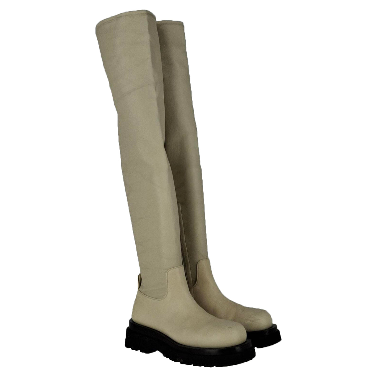 Bottega Veneta The Lug Over-The-Knee Boots in Ivory Leather