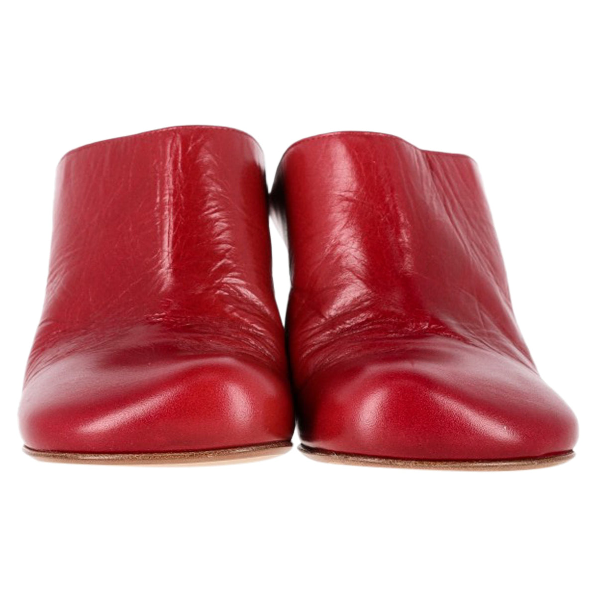 Bottega Veneta Round Toe Mule Heels in Red Leather