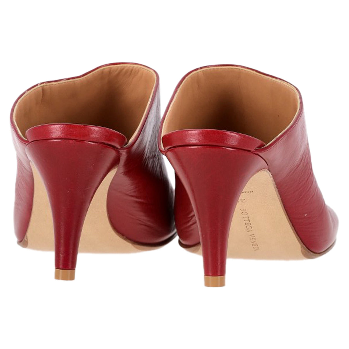 Bottega Veneta Round Toe Mule Heels in Red Leather