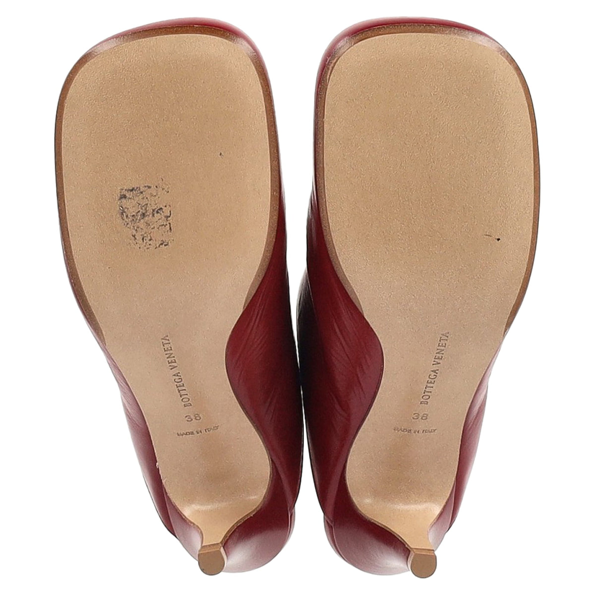 Bottega Veneta Round Toe Mule Heels in Red Leather