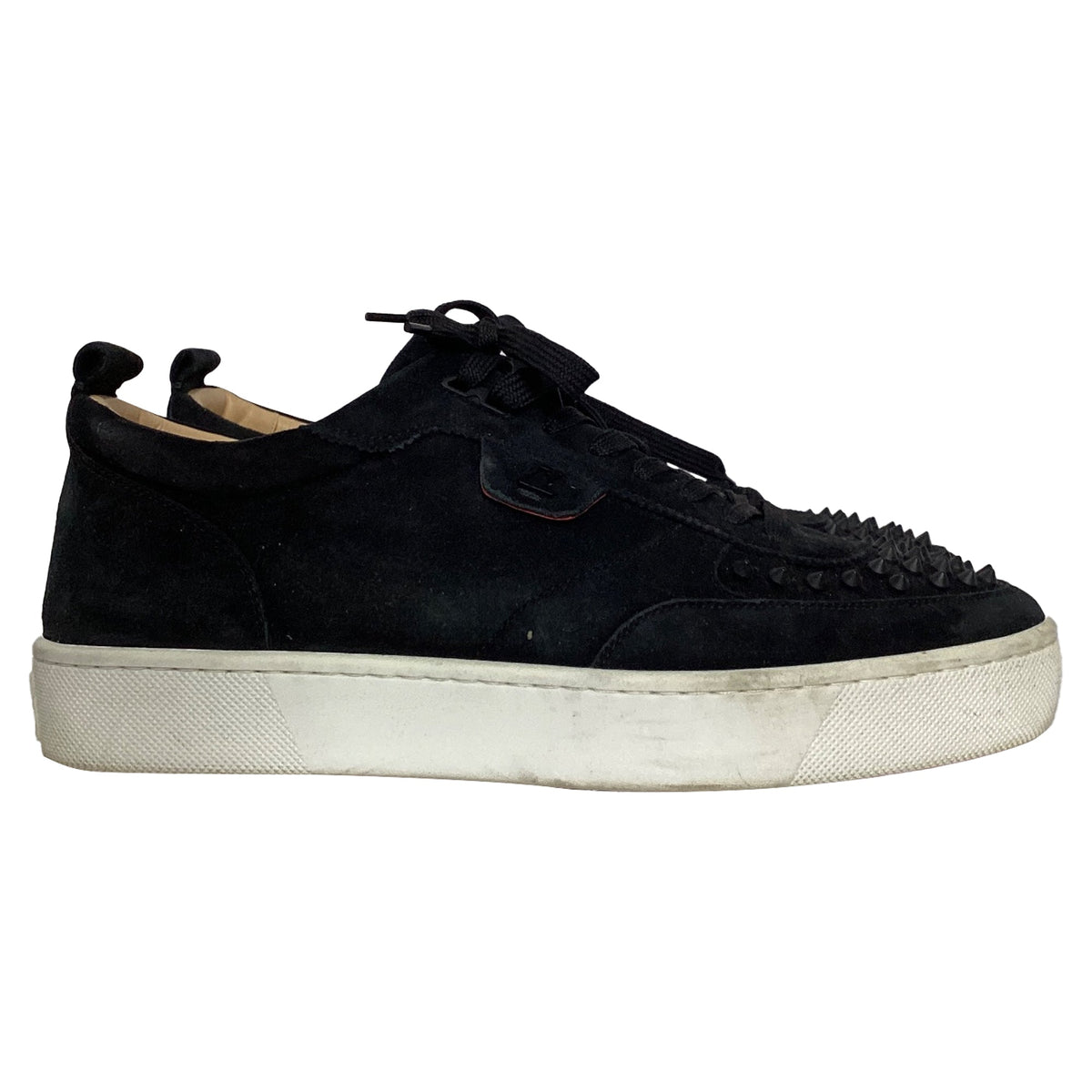 Christian Louboutin Happyrui Spiked Sneakers in Black Suede