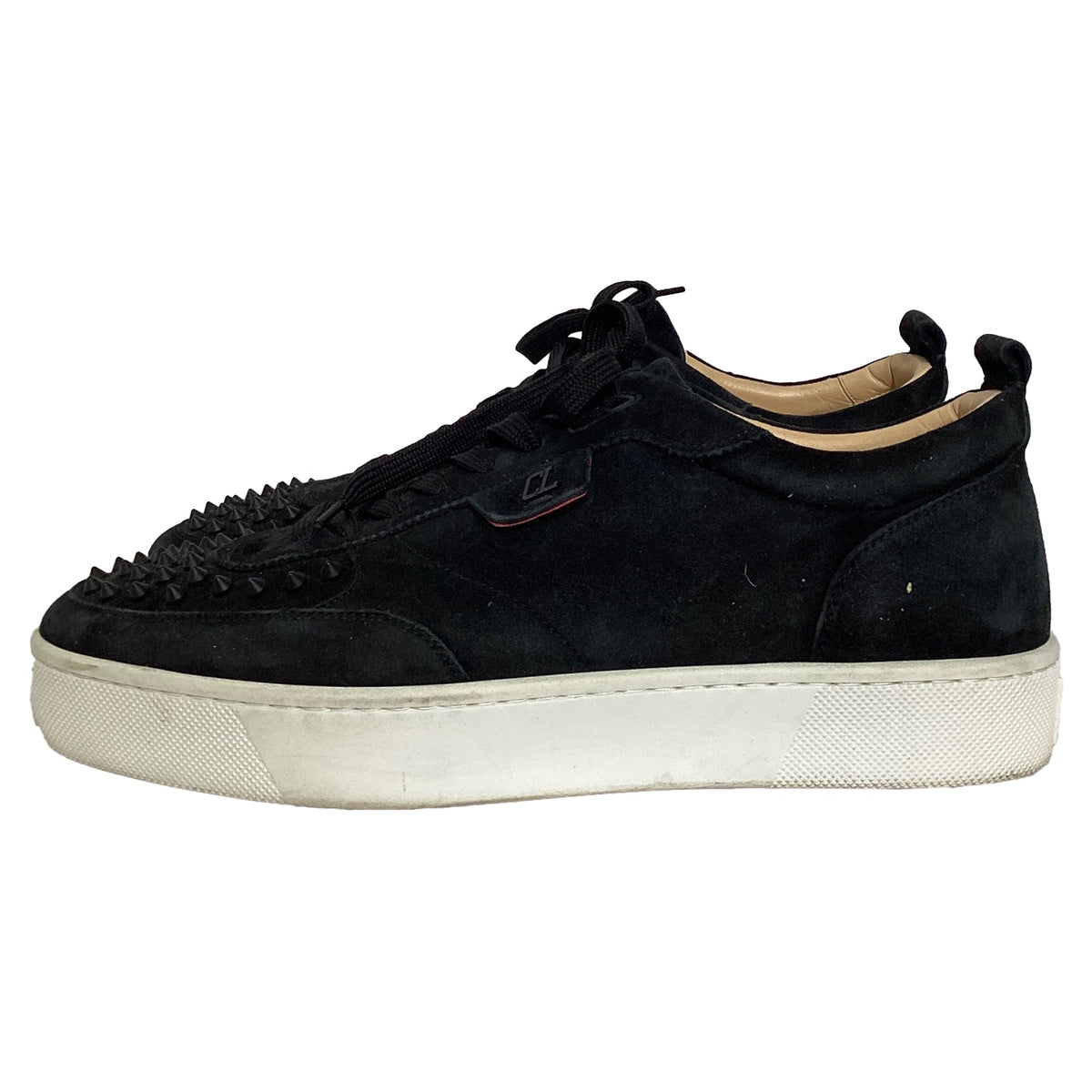 Christian Louboutin Happyrui Spiked Sneakers in Black Suede