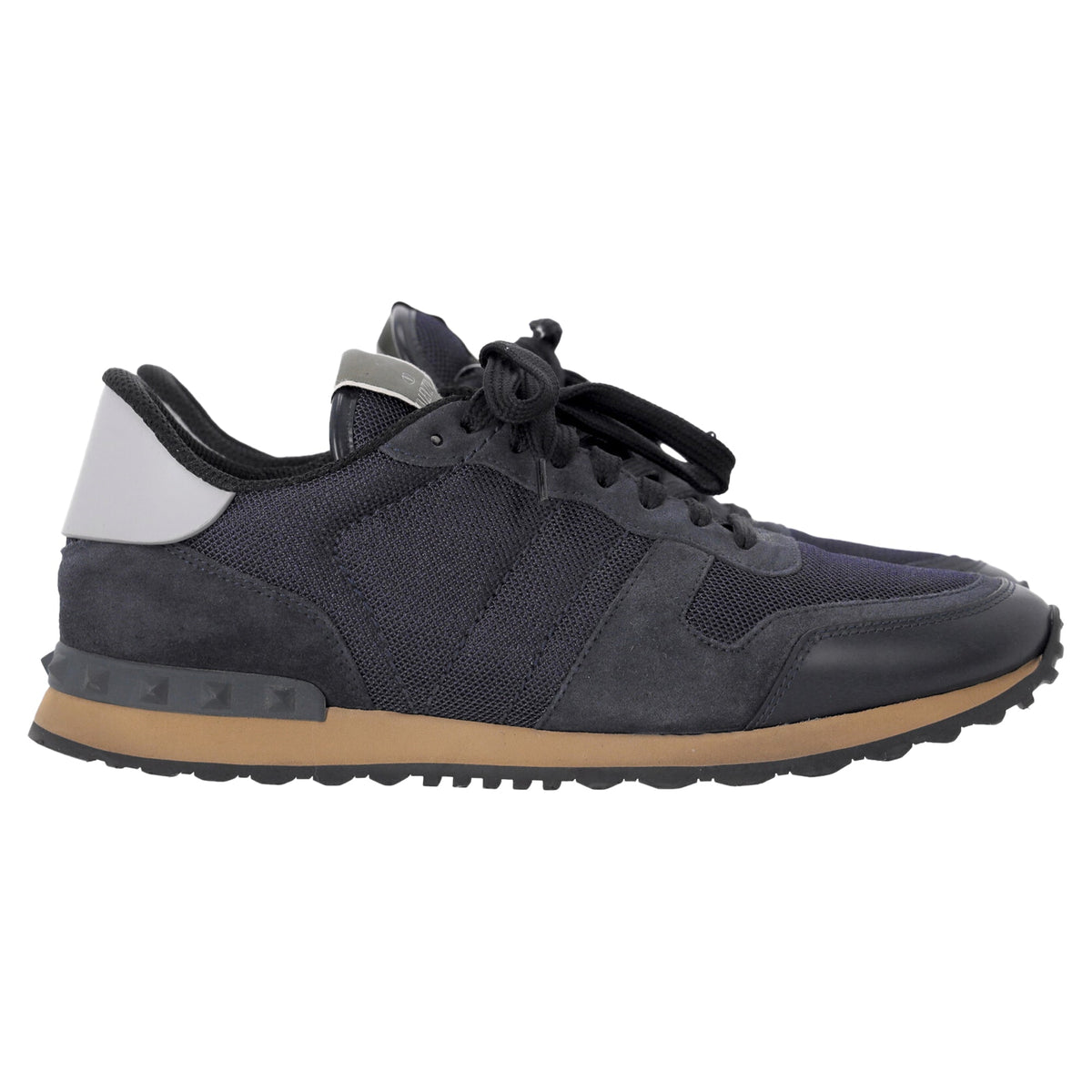 Valentino Garavani Rockrunner Sneakers in Navy Blue Mixed Media