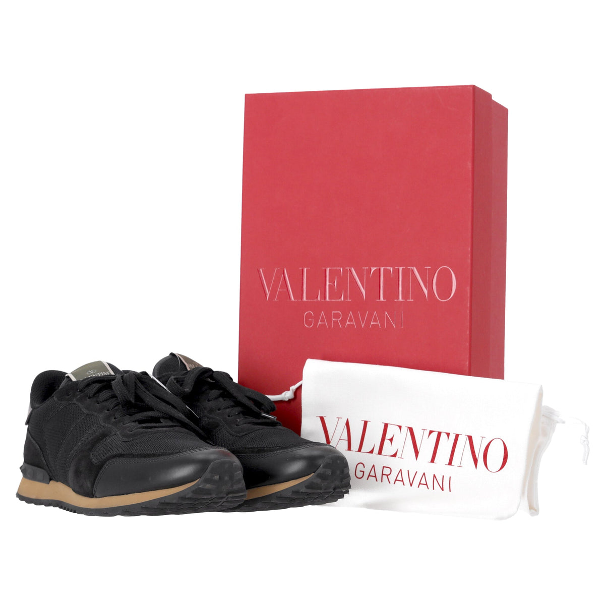 Valentino Garavani Rockrunner Sneakers in Black Mixed Media