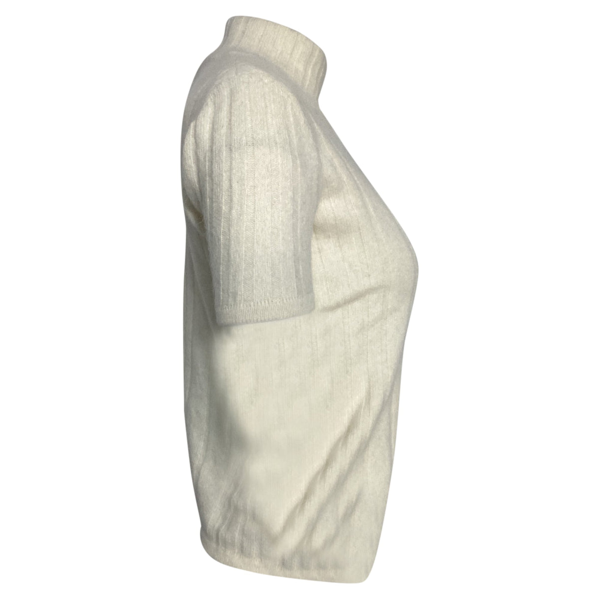 Valentino Garavani Knitted Turtleneck Short Sleeve Top in Ivory Wool
