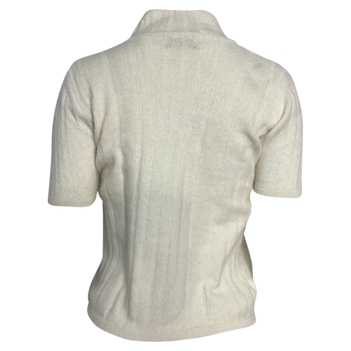 Valentino Garavani Knitted Turtleneck Short Sleeve Top in Ivory Wool