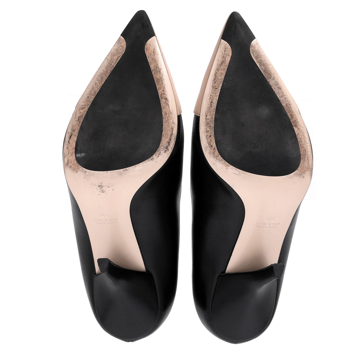 Fendi Pointed Pumps in Black and Nude Leather