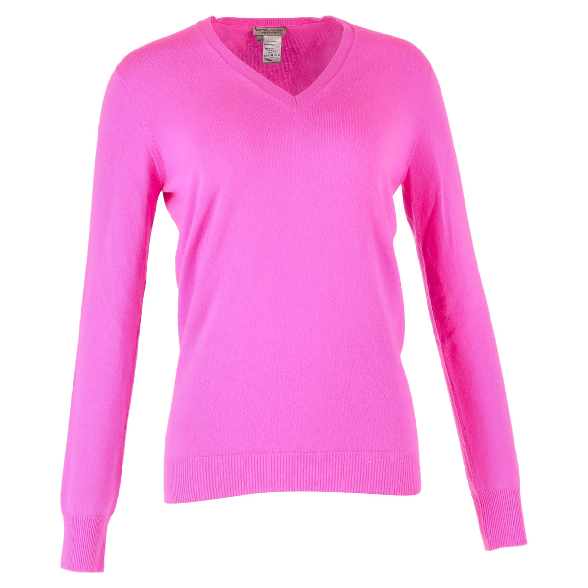 Bottega Veneta Knitted V-Neck Sweater in Pink Wool