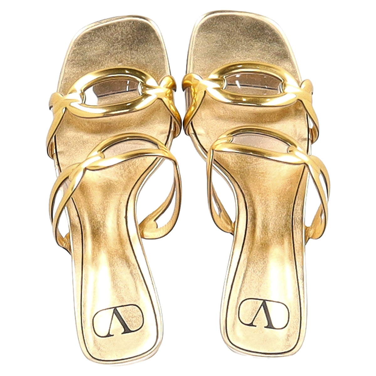 Valentino Chain 1967 110mm Mules in Gold Leather