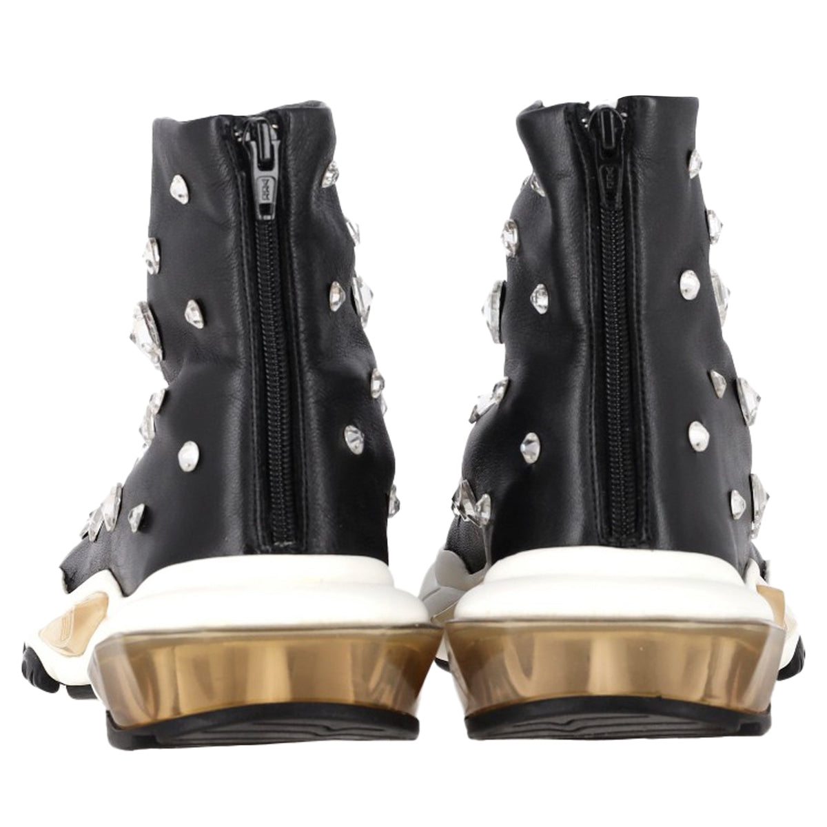 Valentino Garavani Crystal-Embellished Sneakers in Black Leather