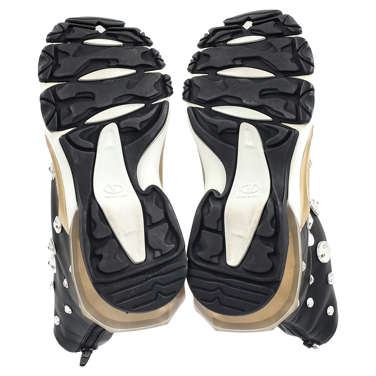 Valentino Garavani Crystal-Embellished Sneakers in Black Leather