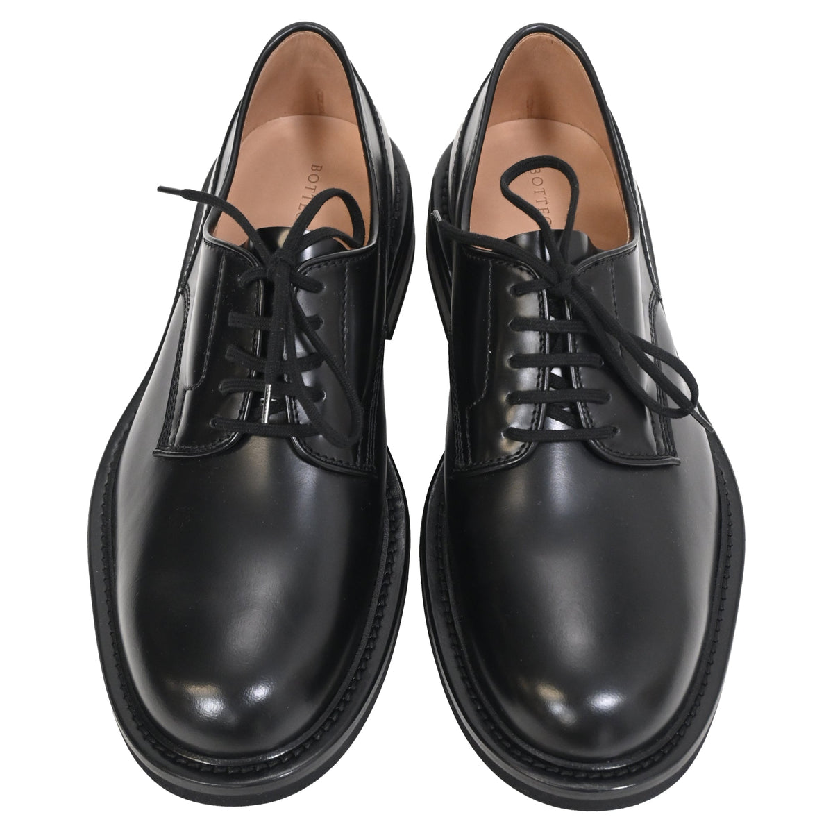Bottega Veneta The Level Panelled Derby Shoes in Black Leather