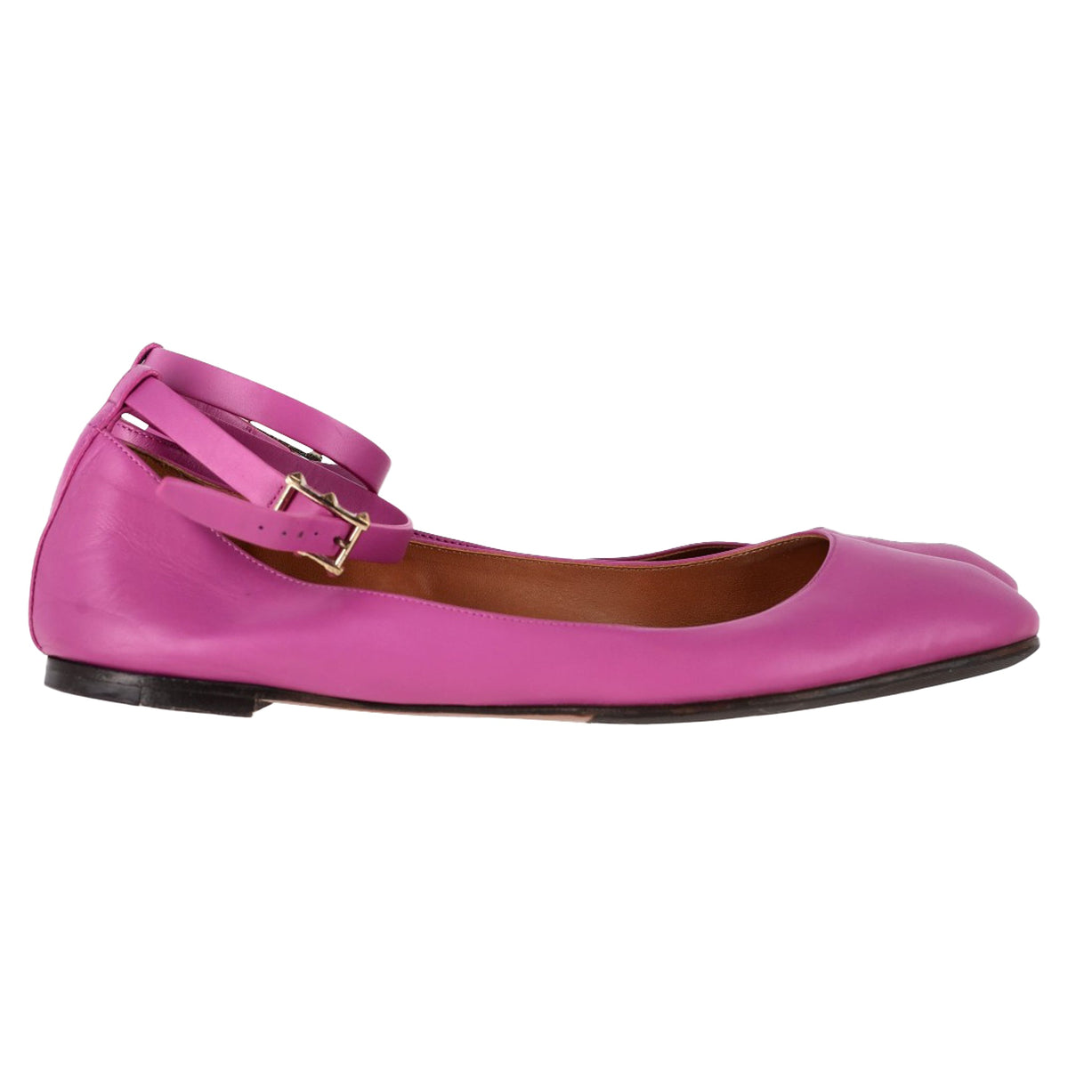 Valentino Garavani Tan-Go Ankle-Strap Ballerina Flats in Pink Leather
