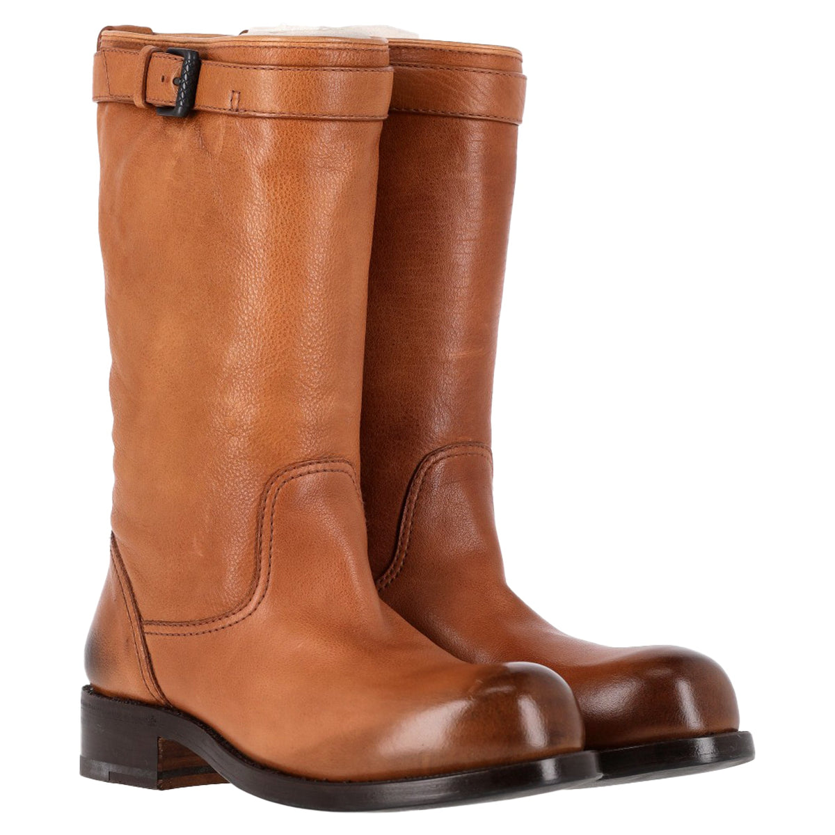 Bottega Veneta Biker Boots in Brown Leather