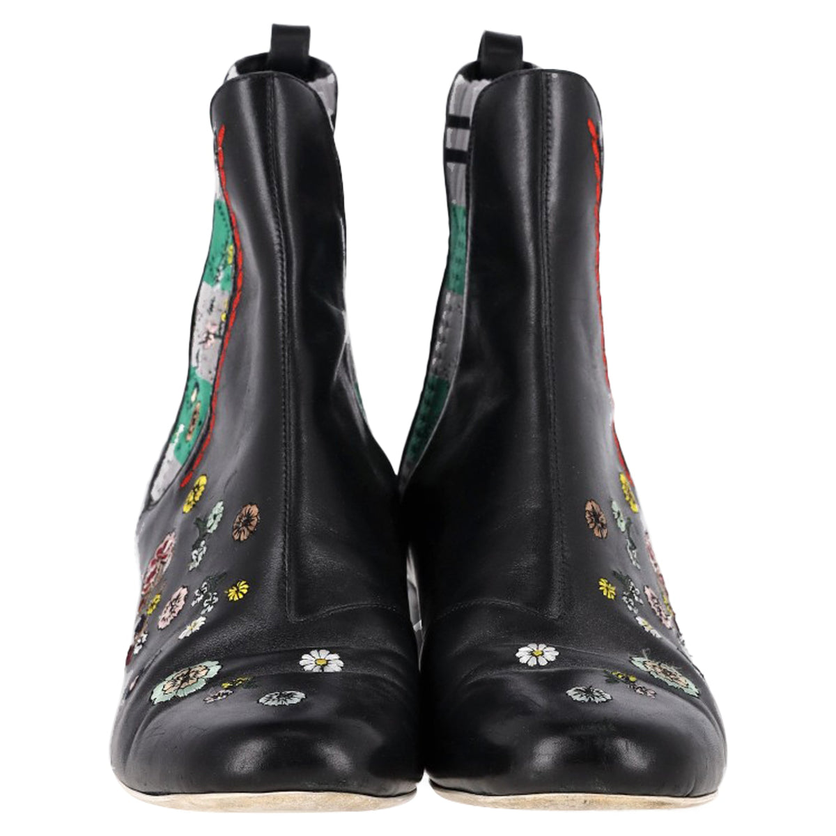 Fendi Floral Ankle Boots in Black Leather