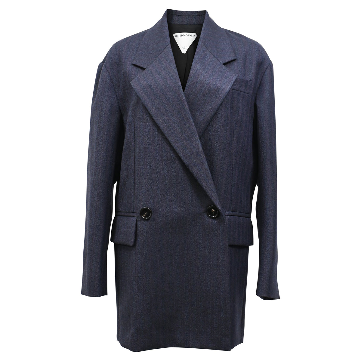 Bottega Veneta Double-Breasted Blazer in Navy Blue Wool