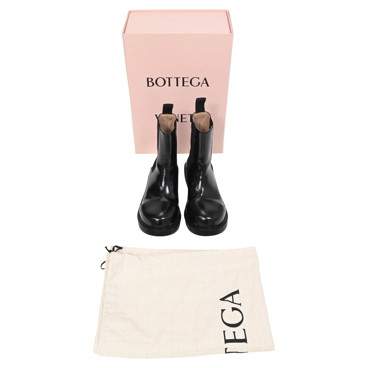 Bottega Veneta Brushed Chelsea Boots in Black Leather