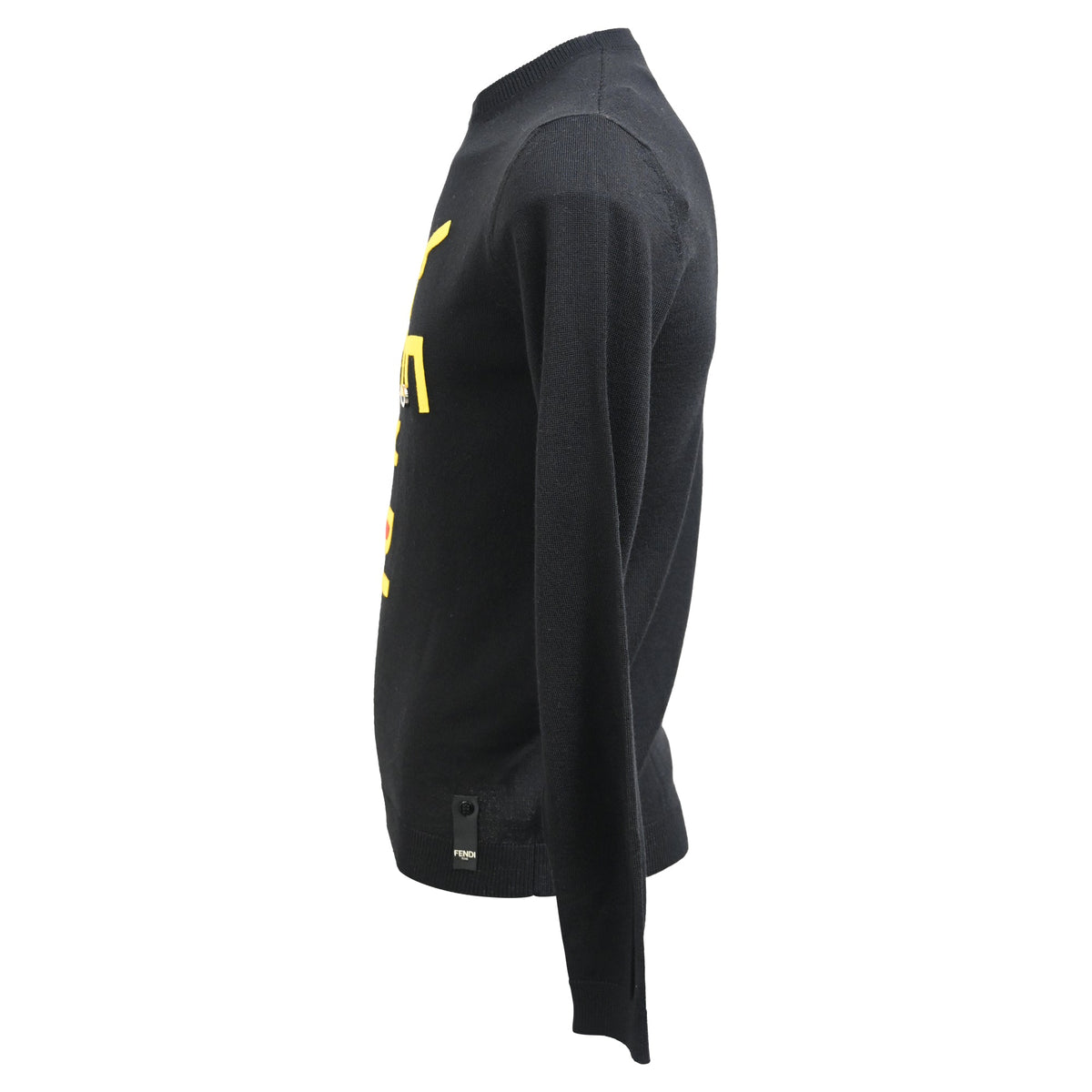 Fendi Logo Print Sweater in Black Wool