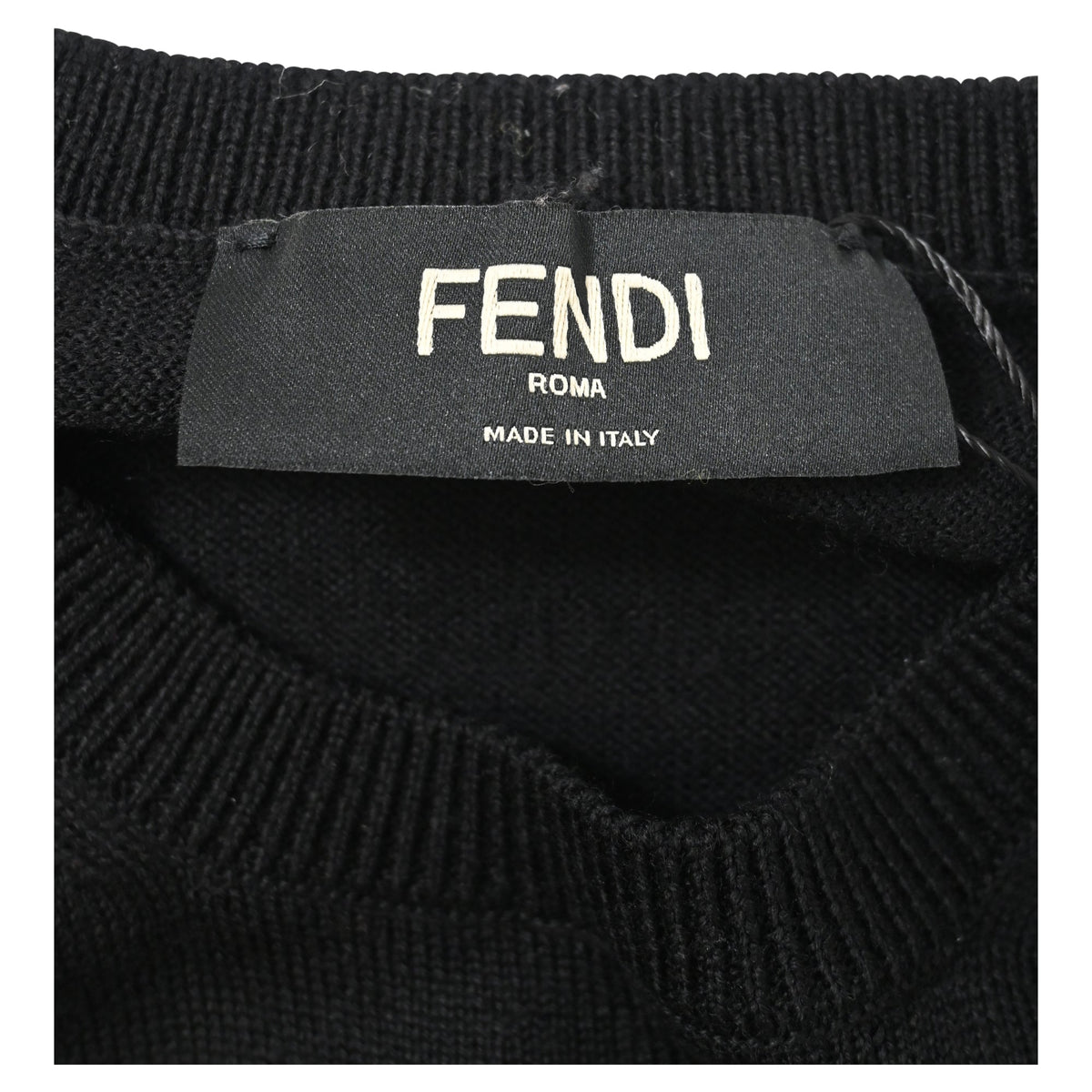 Fendi Logo Print Sweater in Black Wool