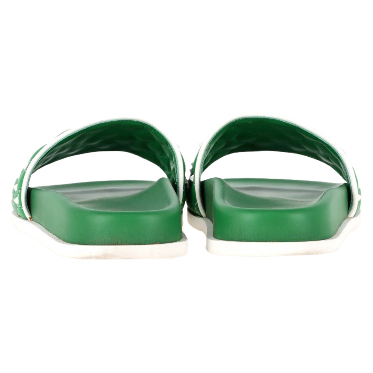 Valentino Garavani Rockstud Quilted Slides In Green Leather