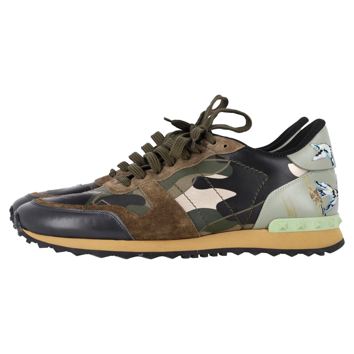 Valentino Rockrunner Camouflage Studded Sneakers in Multicolor Leather