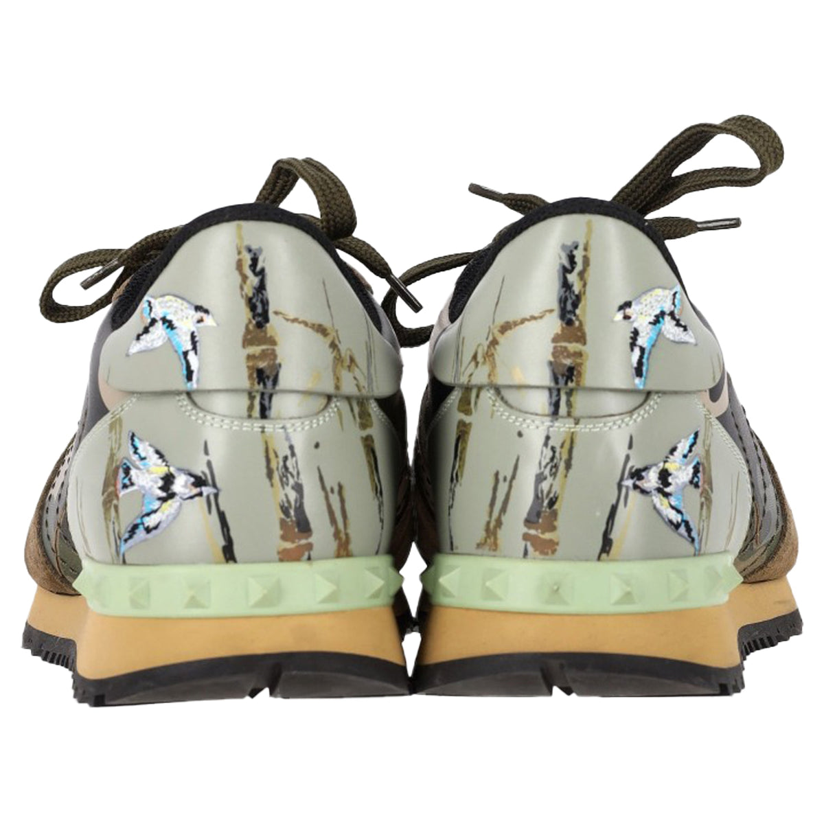 Valentino Rockrunner Camouflage Studded Sneakers in Multicolor Leather