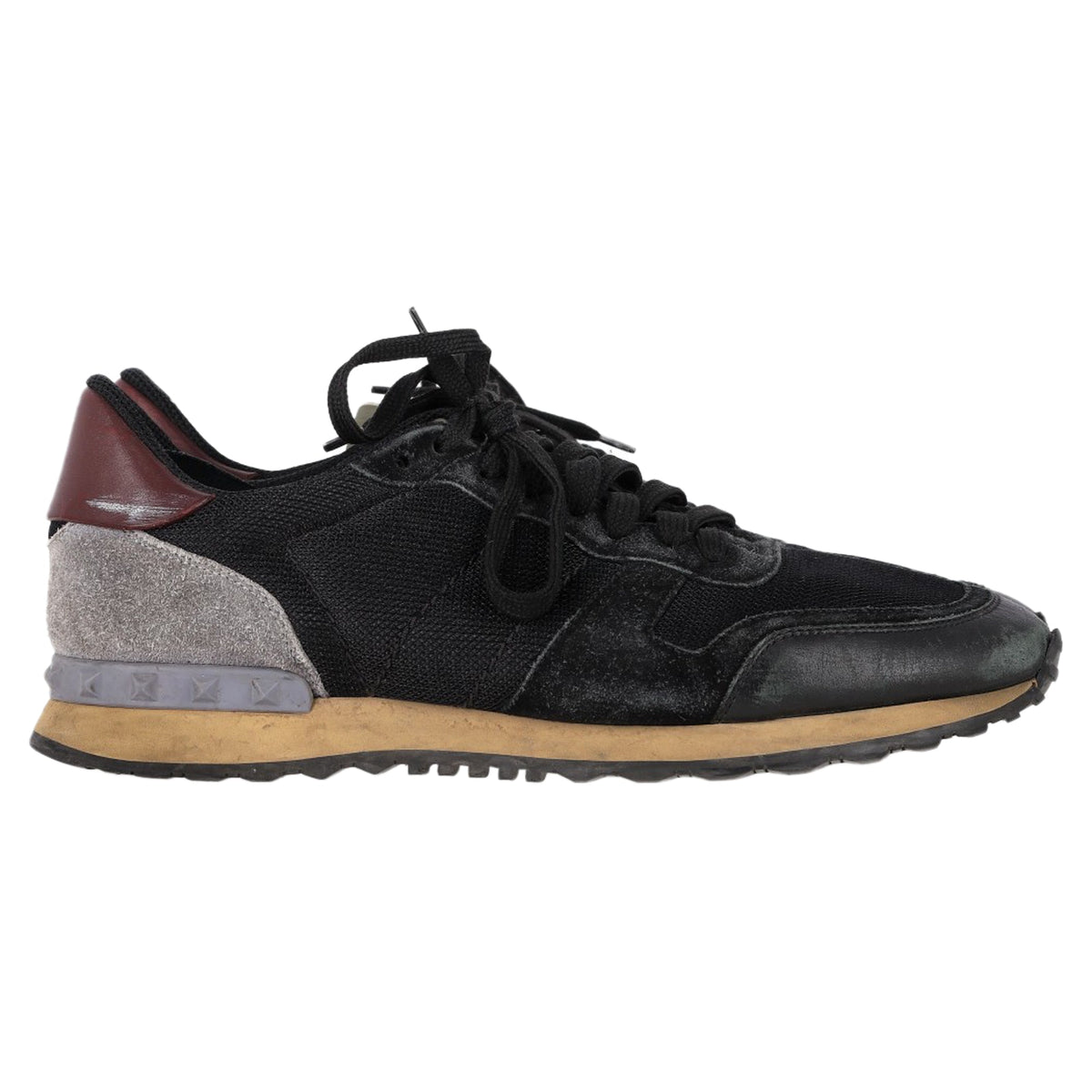 Valentino Garavani Rockrunner Sneakers in Black Mixed Media