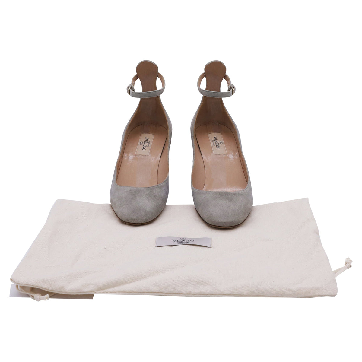Valentino Garavani Tan-Go Mary Jane Pumps in Grey Suede