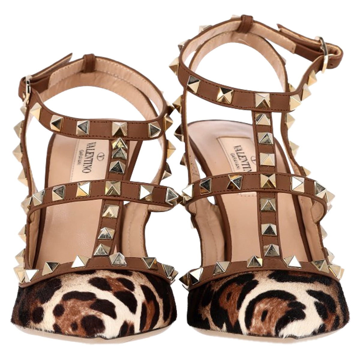 Valentino Garavani Rockstud Printed Pumps in Brown Pony hair