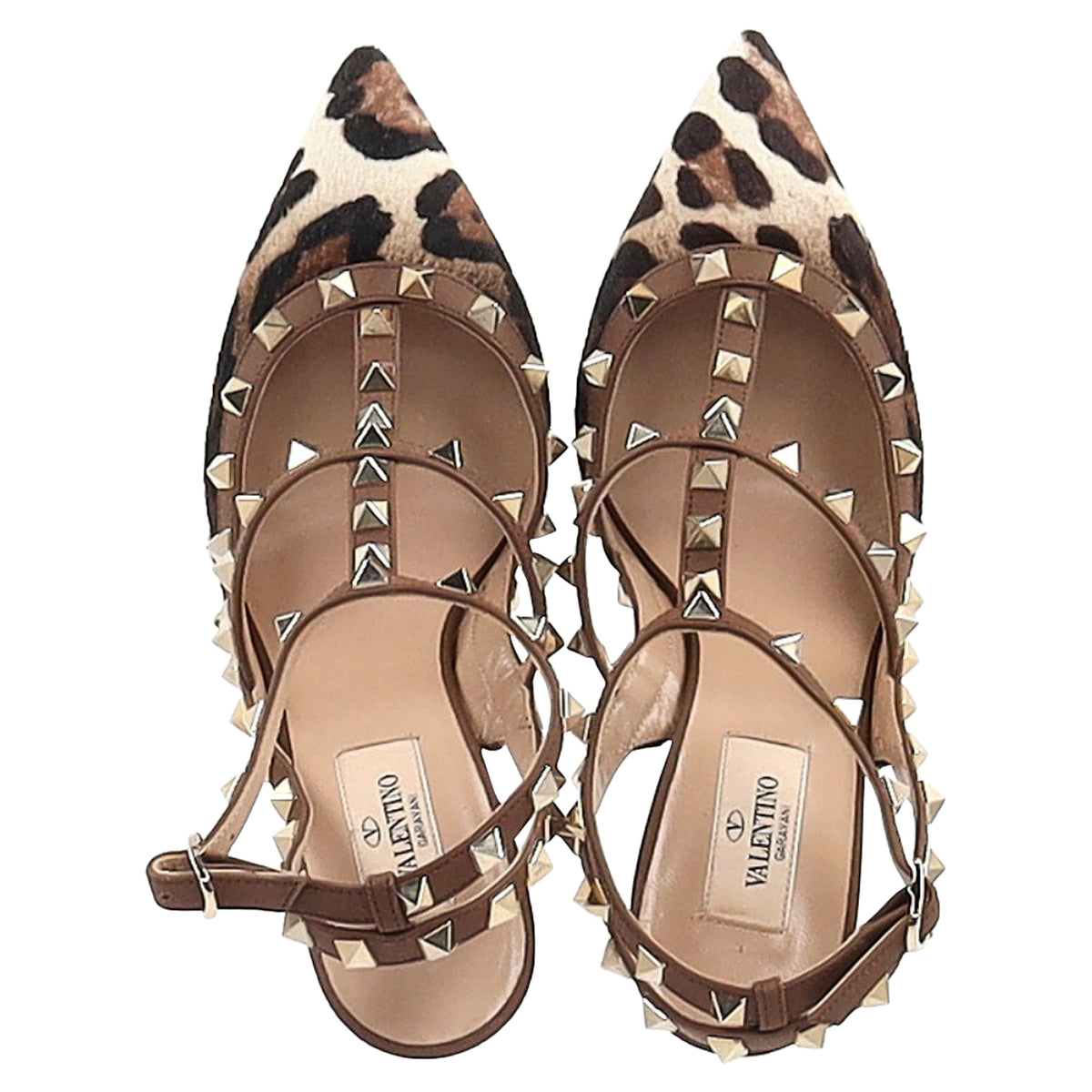 Valentino Garavani Rockstud Printed Pumps in Brown Pony hair