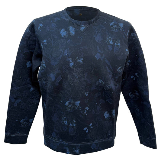 Valentino Neoprene Butterfly Sweatshirt in Navy Blue Cotton