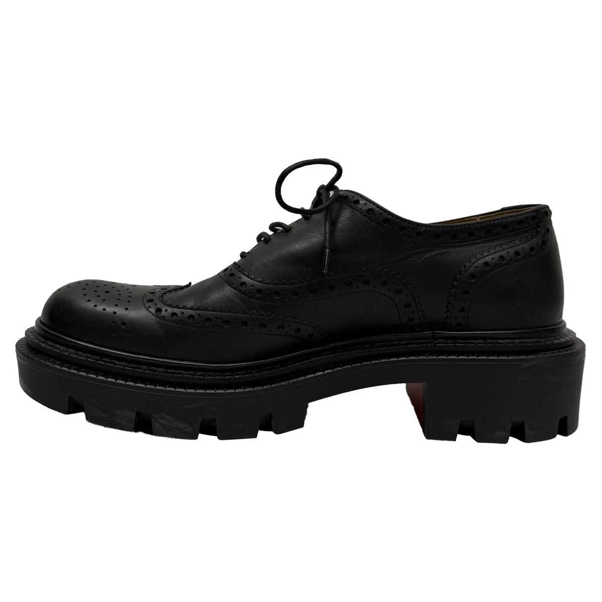 Christian Louboutin College Derby Shoes in Black Calf Leather