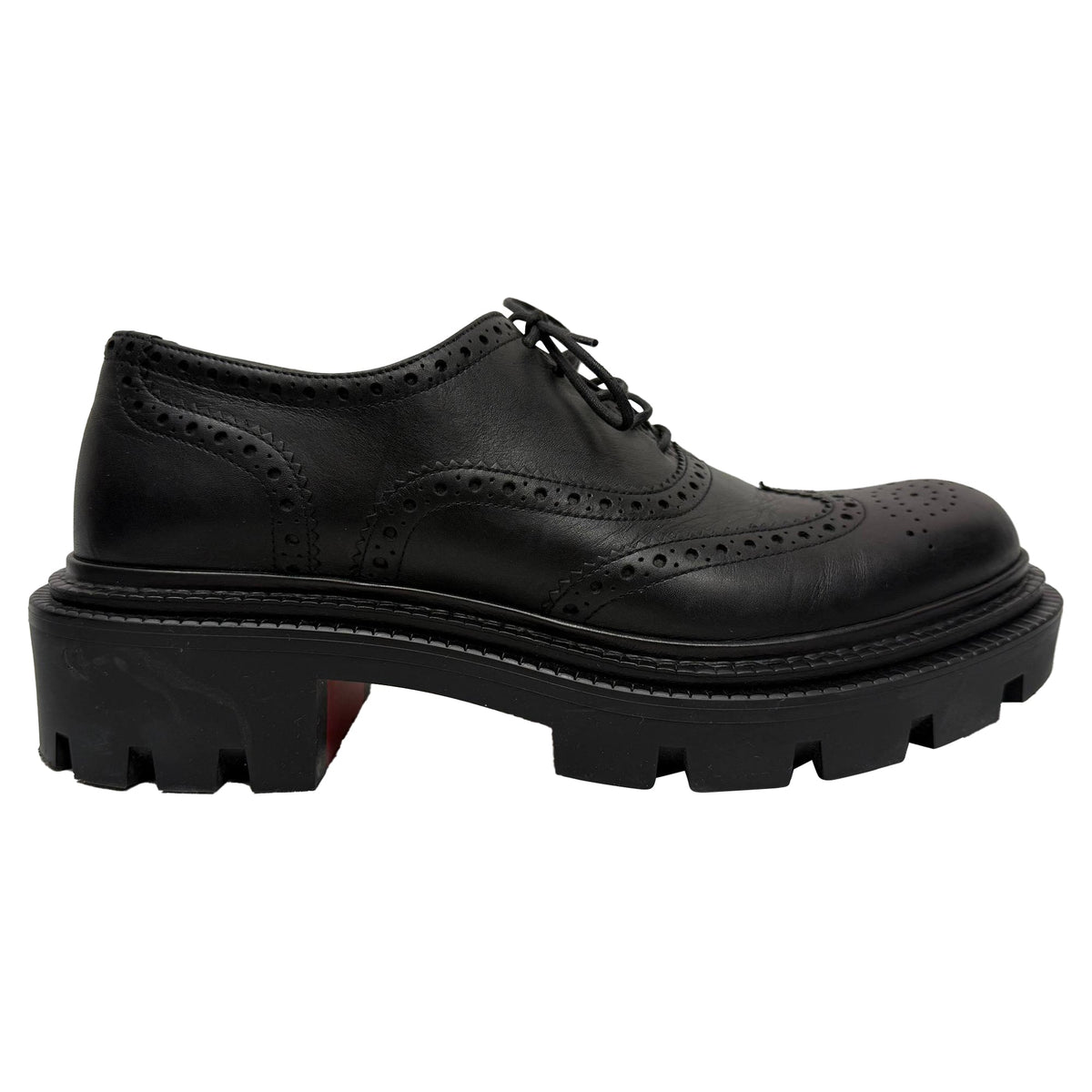 Christian Louboutin College Derby Shoes in Black Calf Leather