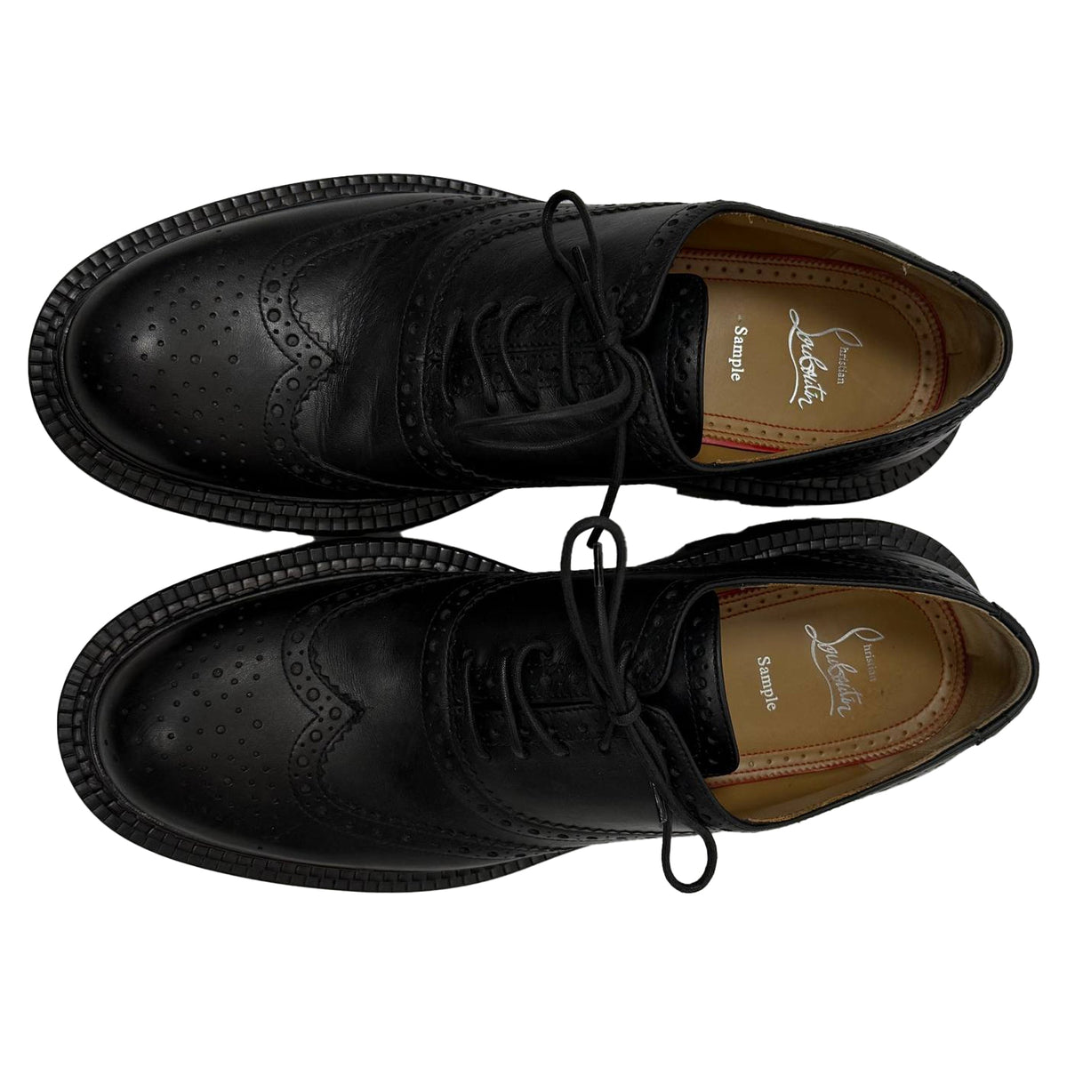 Christian Louboutin College Derby Shoes in Black Calf Leather