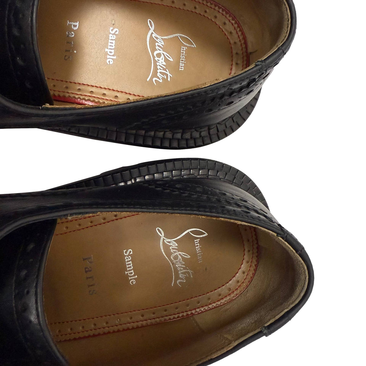 Christian Louboutin College Derby Shoes in Black Calf Leather