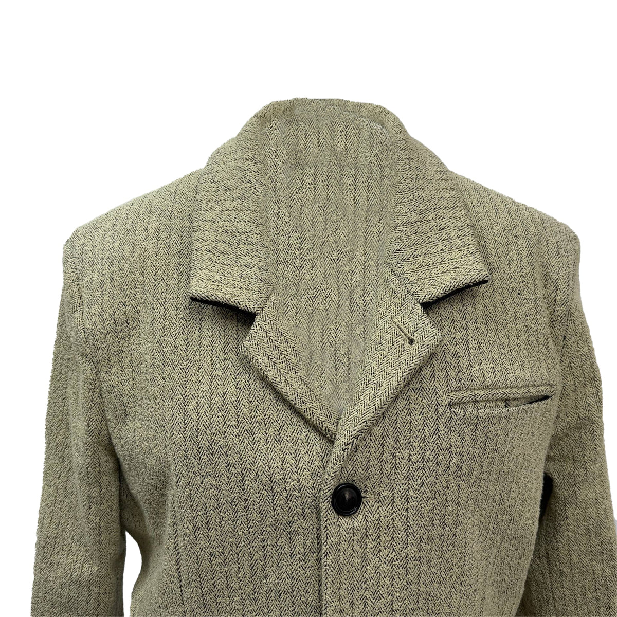 Bottega Veneta Single-Breasted Herringbone Blazer in Beige Polyamide