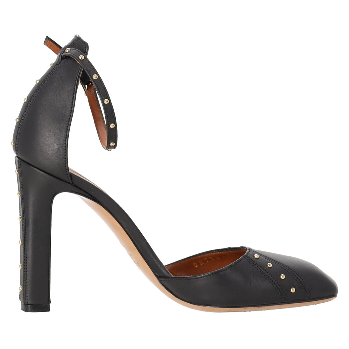 Valentino Studded Ankle Strap Pumps in Black Leather