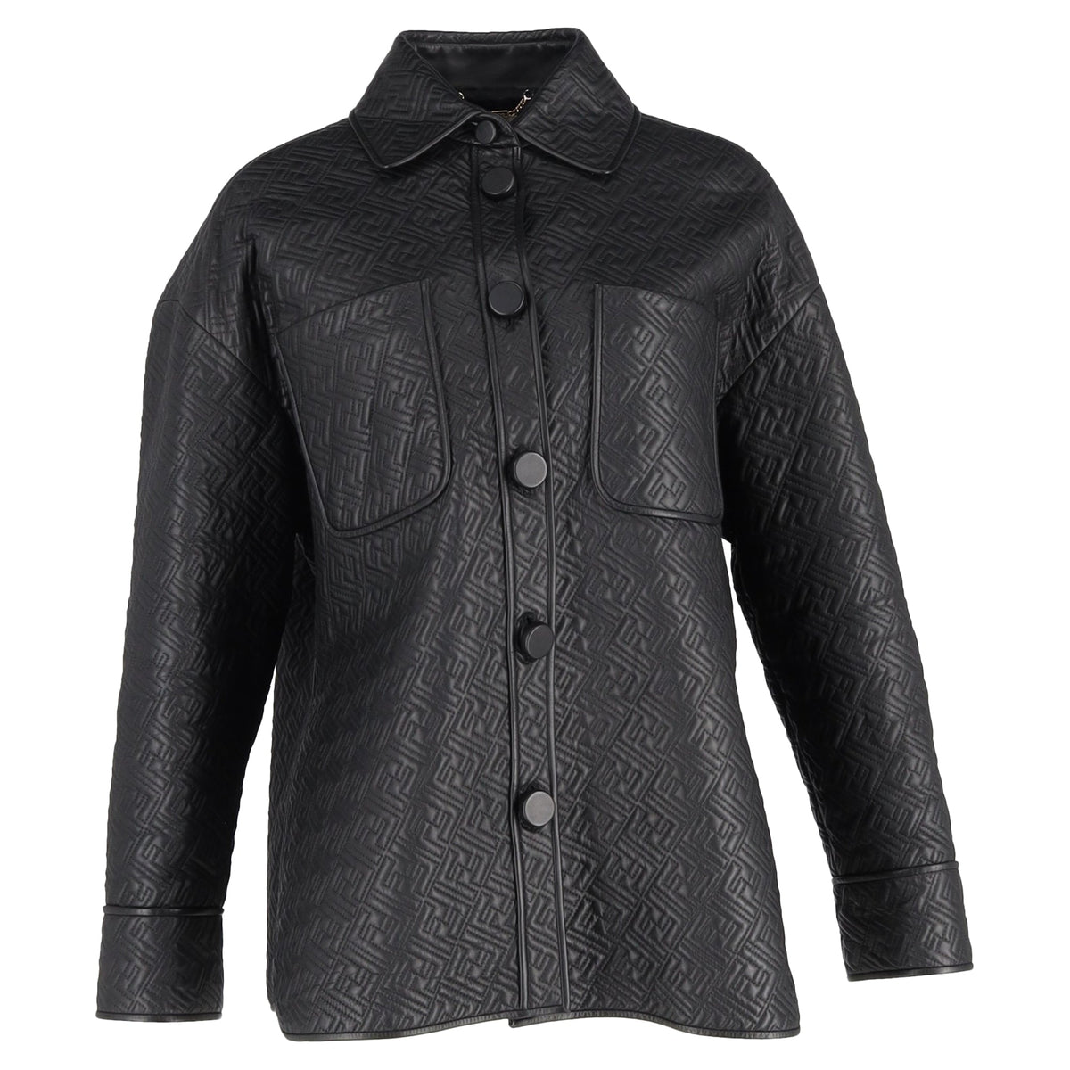 Fendi Monogram Go-To Jacket in Black Nappa Leather