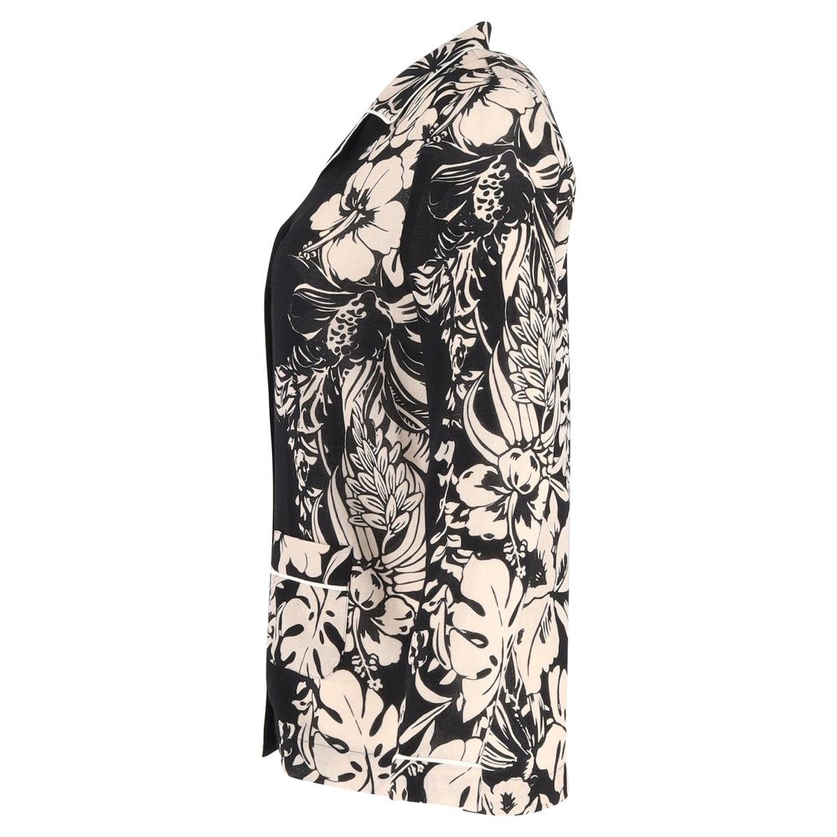 Valentino Cuban-Collar Shirt in Floral-Print Silk