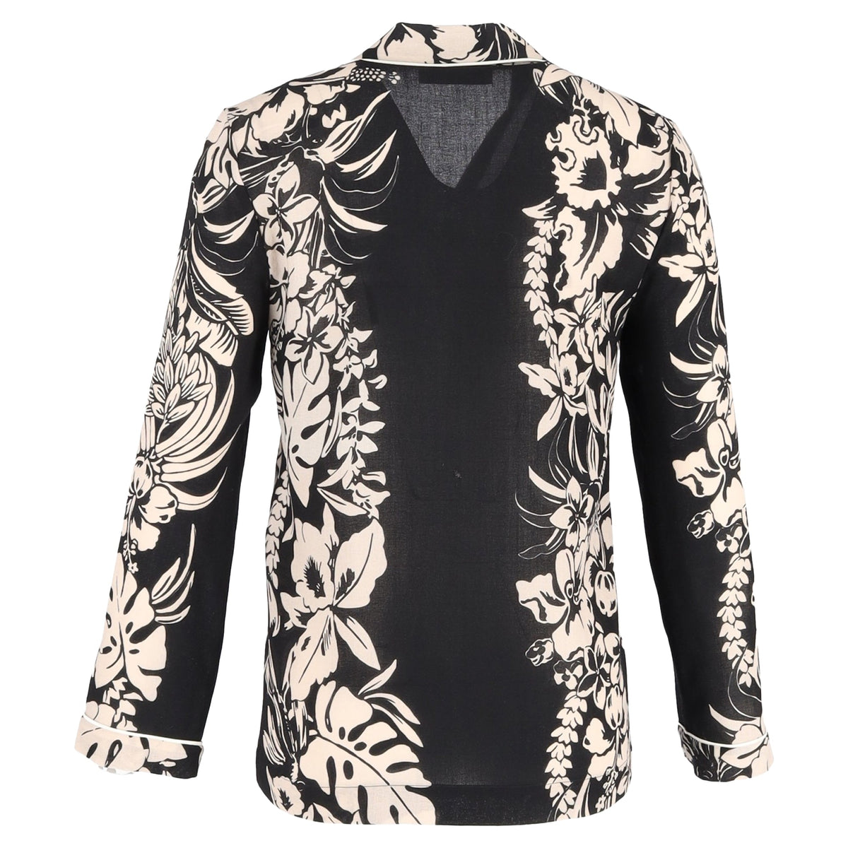 Valentino Cuban-Collar Shirt in Floral-Print Silk