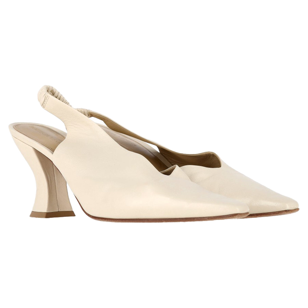 Bottega Veneta Almond Slingback Pumps in Cream Leather