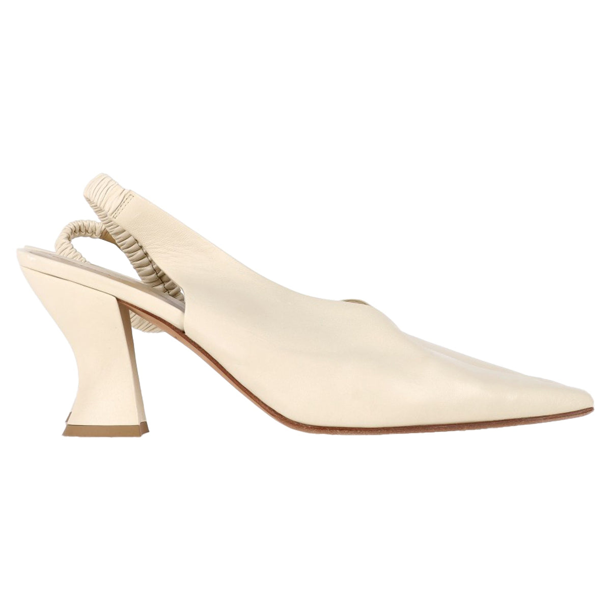 Bottega Veneta Almond Slingback Pumps in Cream Leather